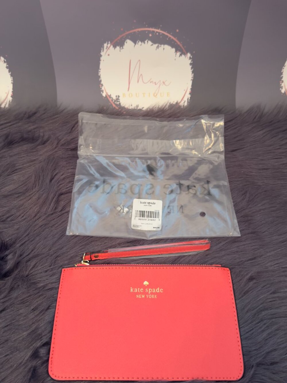 Kate Spade New York Coral Red Leather Wristlet NWT